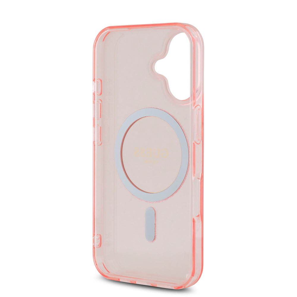 Guess iPhone 16 Backcover hoesje Magsafe IML Glitter - Roze-Hoesjes-Ilumina Benelux