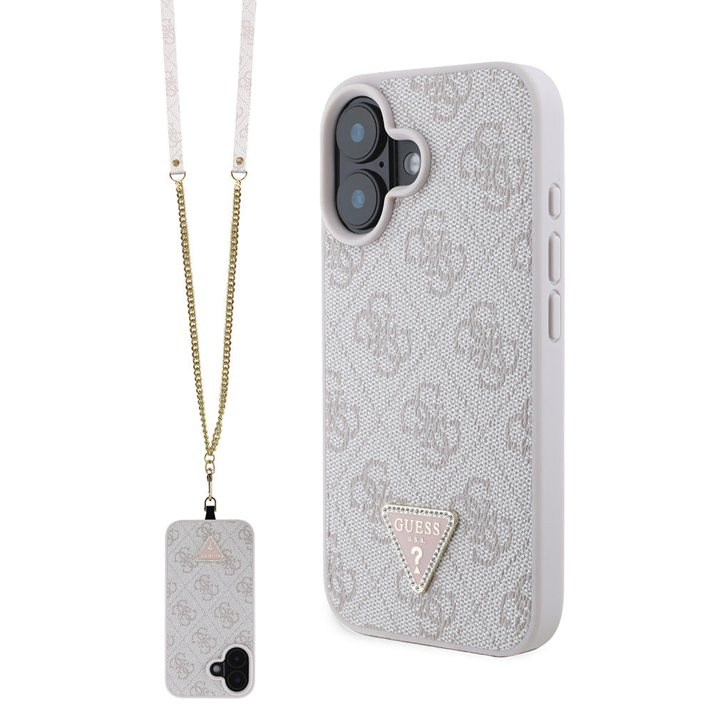 Guess iPhone 16 Backcover hoesje Magsafe IML crossbody cord - Roze-Hoesjes-Ilumina Benelux