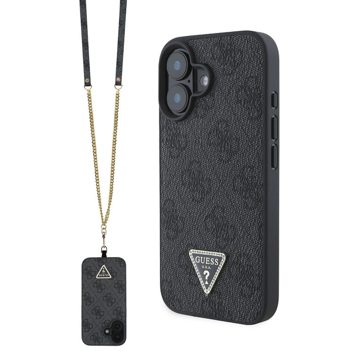 Guess iPhone 16 Backcover hoesje Magsafe IML crossbody cord - Zwart-Hoesjes-Ilumina Benelux