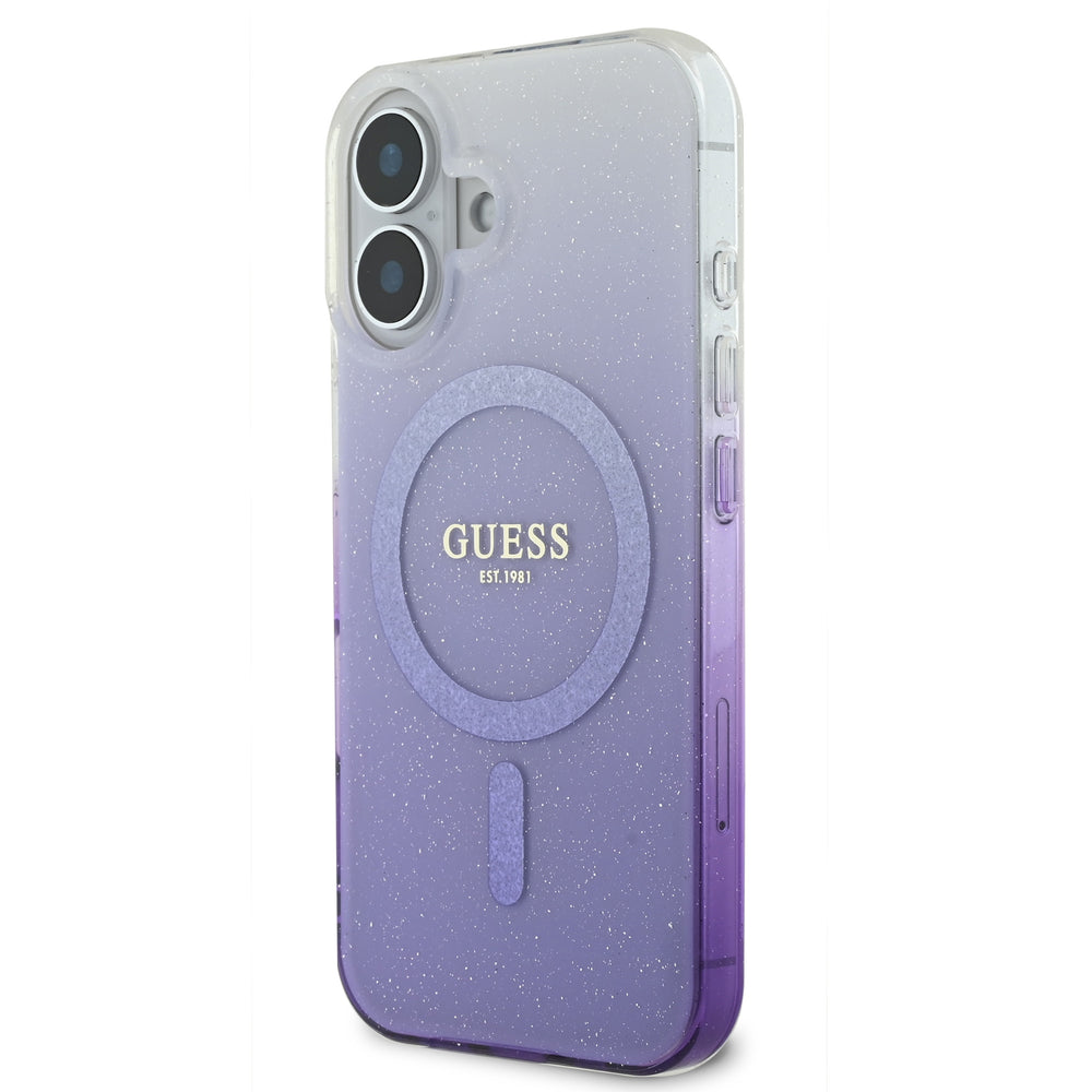 Guess iPhone 16 Backcover hoesje Magsafe IML glitter gradient - Paars-Hoesjes-Ilumina Benelux