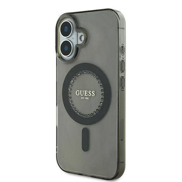 Guess iPhone 16 Backcover hoesje Magsafe IML rhinestones - Zwart-Hoesjes-Ilumina Benelux