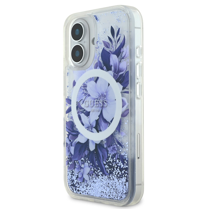 Guess iPhone 16 Backcover hoesje Magsafe Liquid Glitter - Paars-Hoesjes-Ilumina Benelux