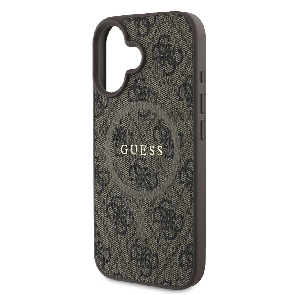 Guess iPhone 16 Backcover hoesje - Magsafe PU Leather - 4G Ring - Bruin-Hoesjes-Ilumina Benelux