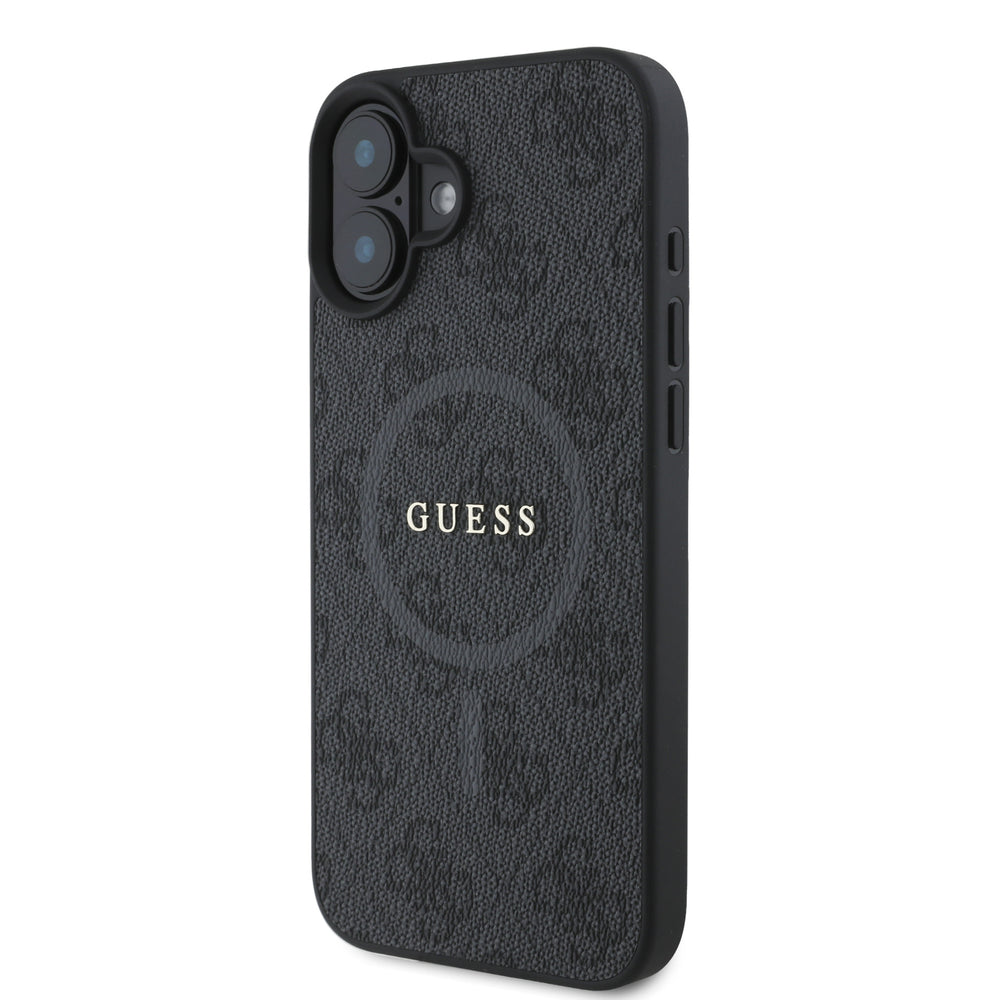Guess iPhone 16 Backcover hoesje - Magsafe PU Leather - 4G Ring - Zwart-Hoesjes-Ilumina Benelux