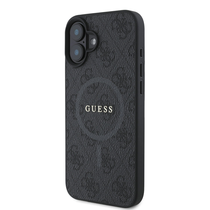 Guess iPhone 16 Backcover hoesje - Magsafe PU Leather - 4G Ring - Zwart-Hoesjes-Ilumina Benelux
