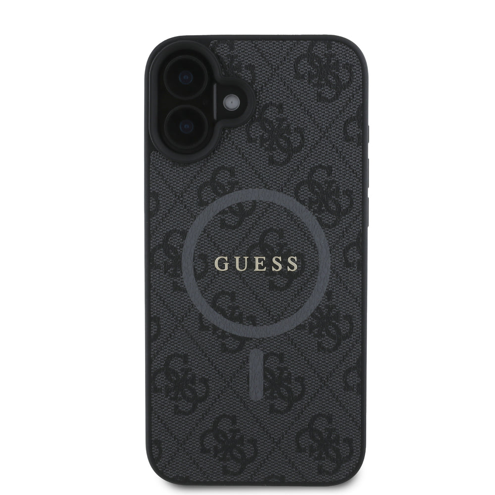 Guess iPhone 16 Backcover hoesje - Magsafe PU Leather - 4G Ring - Zwart-Hoesjes-Ilumina Benelux