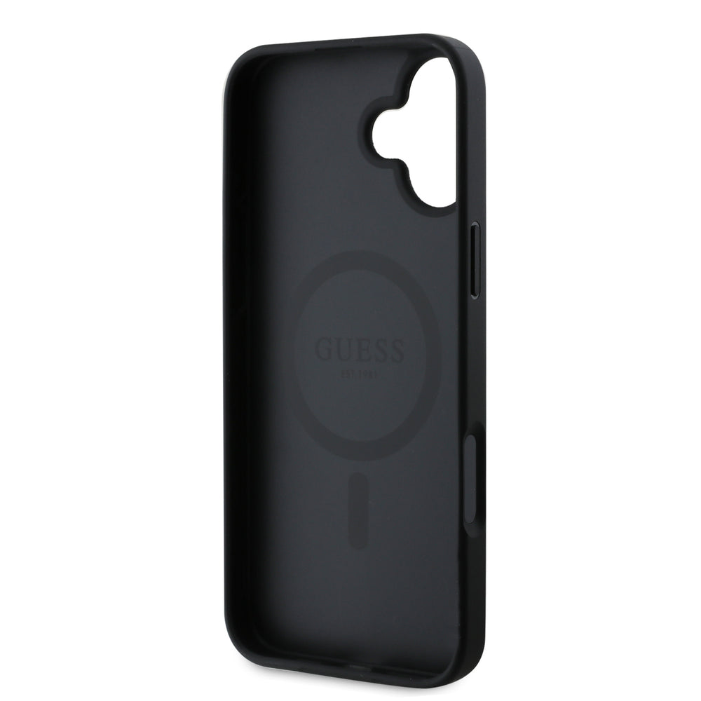 Guess iPhone 16 Backcover hoesje - Magsafe PU Leather - 4G Ring - Zwart-Hoesjes-Ilumina Benelux