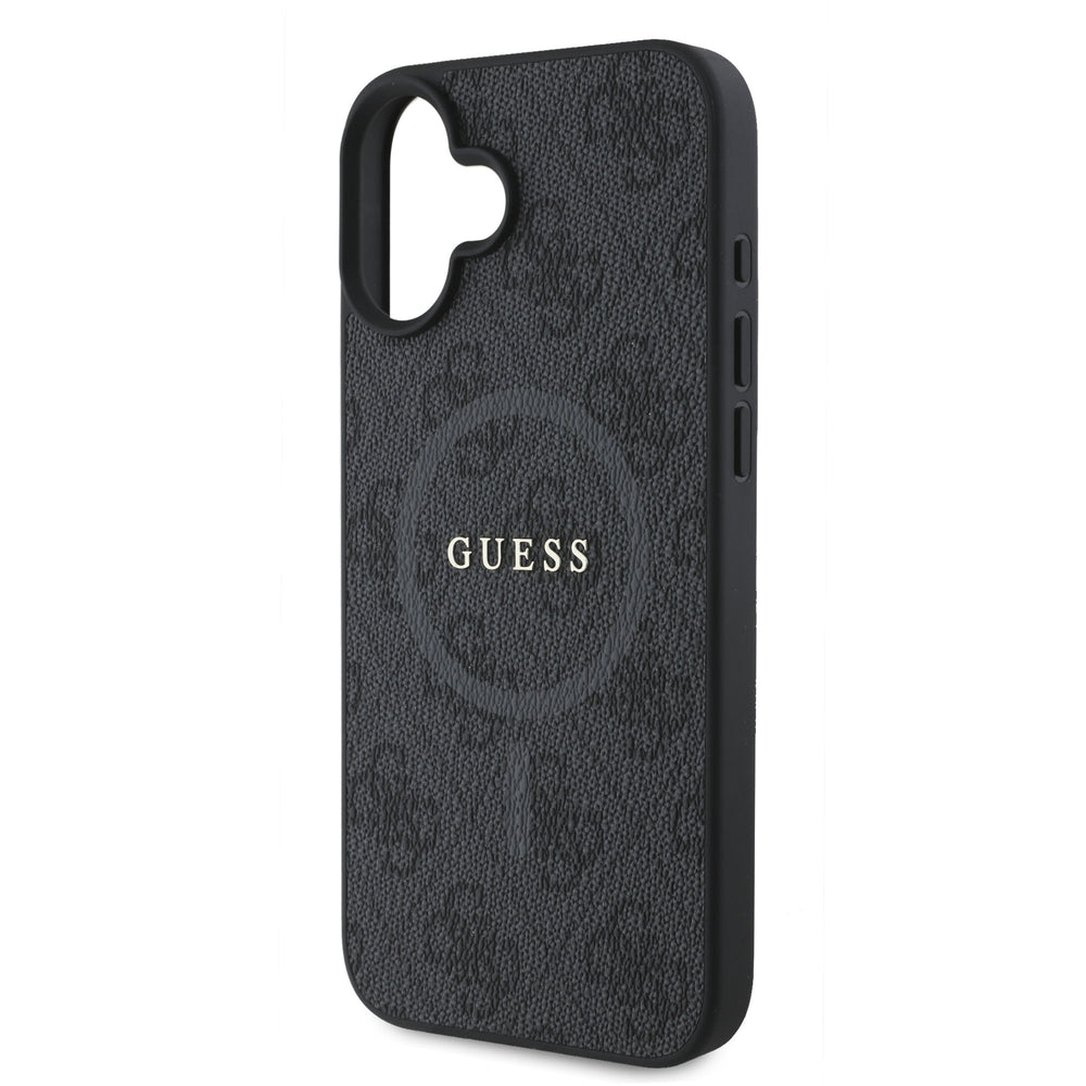 Guess iPhone 16 Backcover hoesje - Magsafe PU Leather - 4G Ring - Zwart-Hoesjes-Ilumina Benelux