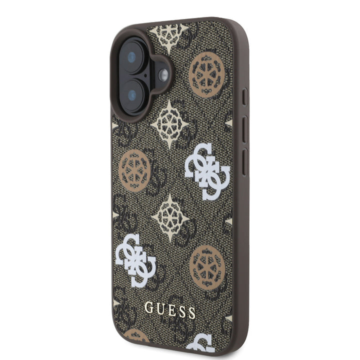 Guess iPhone 16 Backcover hoesje Magsafe PU peony - Bruin-Hoesjes-Ilumina Benelux
