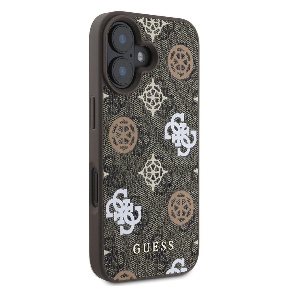 Guess iPhone 16 Backcover hoesje Magsafe PU peony - Bruin-Hoesjes-Ilumina Benelux