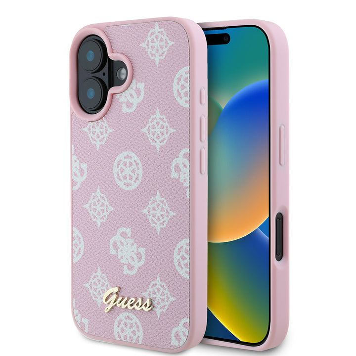 Guess iPhone 16 Backcover hoesje Magsafe PU peony - Roze-Hoesjes-Ilumina Benelux