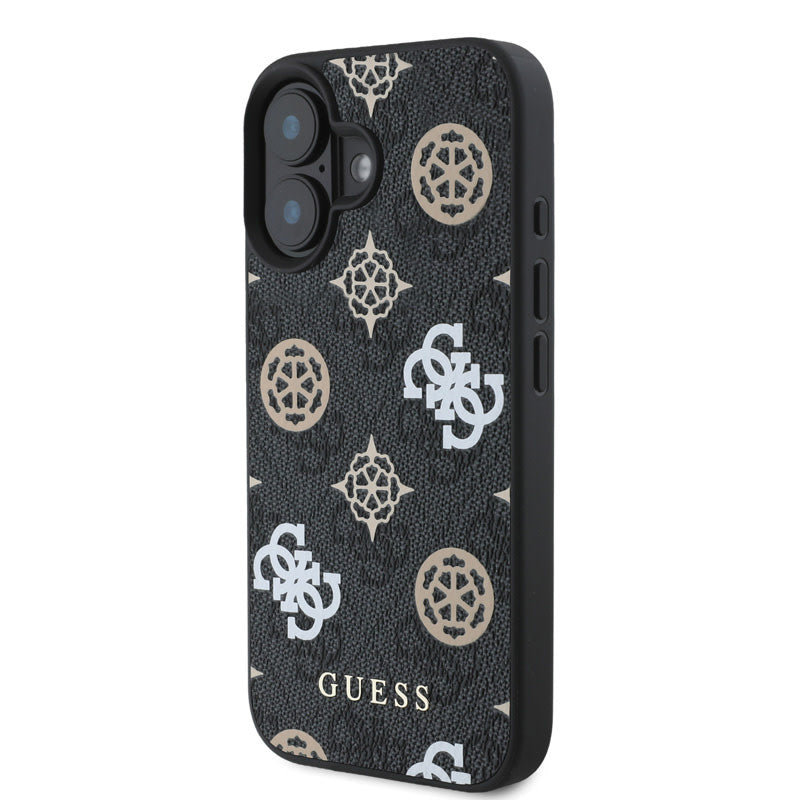 Guess iPhone 16 Backcover hoesje Magsafe PU peony - Zwart-Hoesjes-Ilumina Benelux
