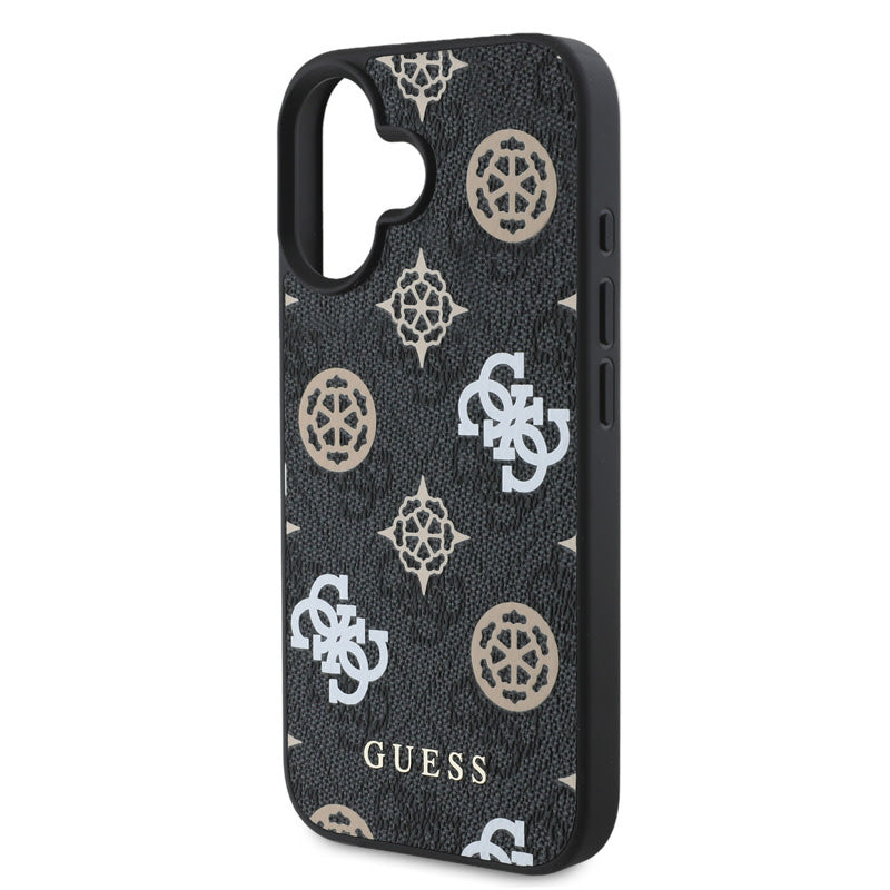 Guess iPhone 16 Backcover hoesje Magsafe PU peony - Zwart-Hoesjes-Ilumina Benelux