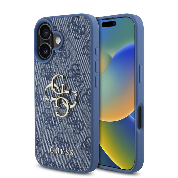 Guess iPhone 16 Plus Backcover hoesje - 4G - Big Metal Logo - Blauw-Hoesjes-Ilumina Benelux