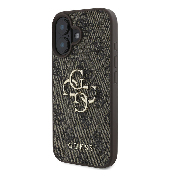 Guess iPhone 16 Plus Backcover hoesje - 4G - Big Metal Logo - Bruin-Hoesjes-Ilumina Benelux