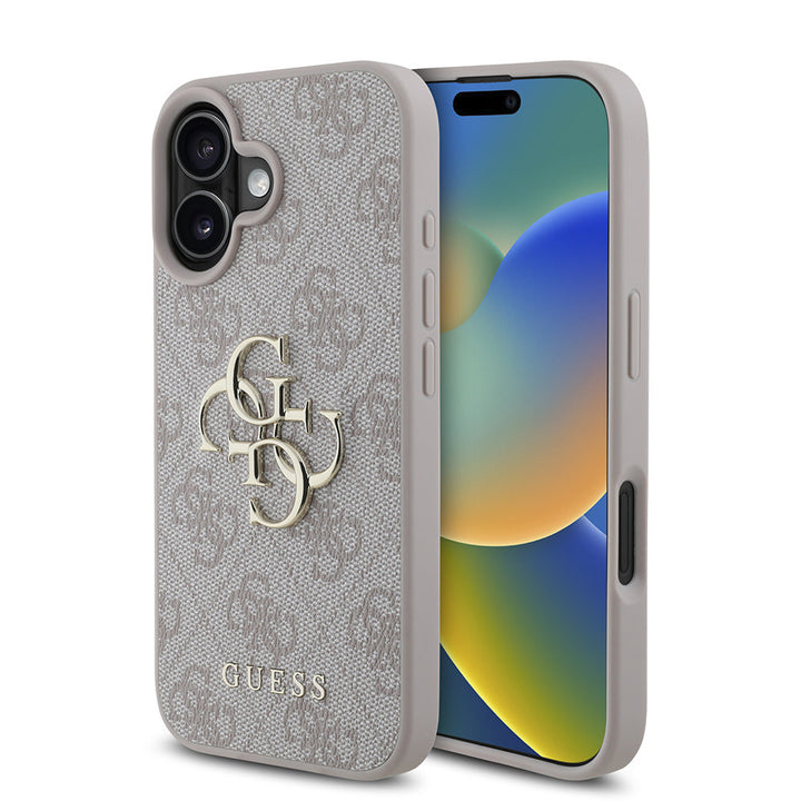 Guess iPhone 16 Plus Backcover hoesje - 4G - Big Metal Logo - Roze-Hoesjes-Ilumina Benelux