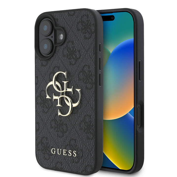 Guess iPhone 16 Plus Backcover hoesje - 4G - Big Metal Logo - Zwart-Hoesjes-Ilumina Benelux