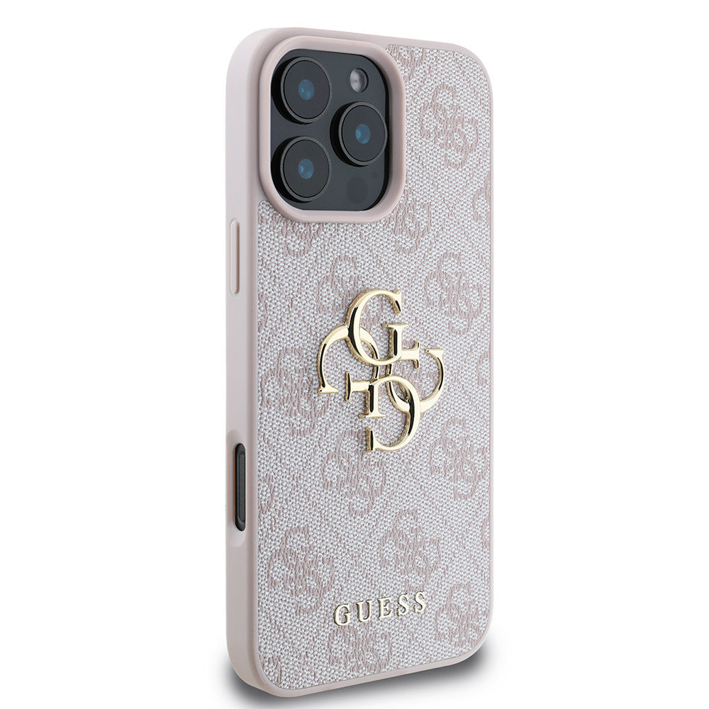 Guess iPhone 16 Pro Backcover hoesje - 4G - Big Metal Logo - Roze-Hoesjes-Ilumina Benelux