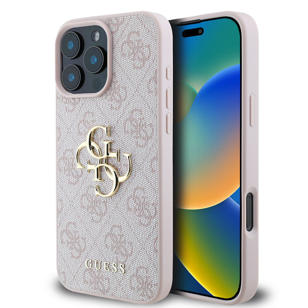 Guess iPhone 16 Pro Backcover hoesje - 4G - Big Metal Logo - Roze-Hoesjes-Ilumina Benelux
