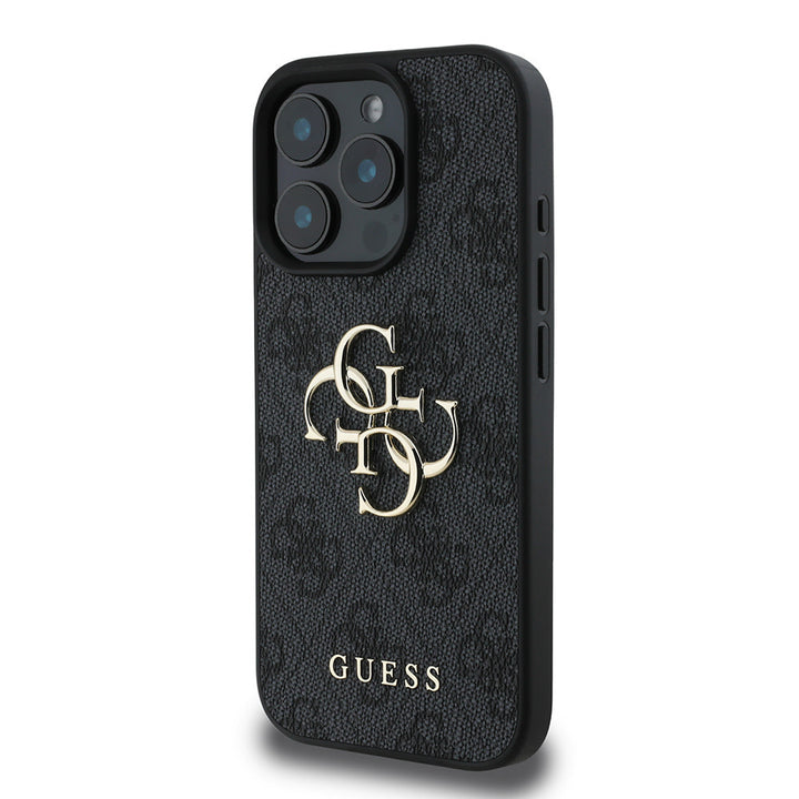 Guess iPhone 16 Pro Backcover hoesje - 4G - Big Metal Logo - Zwart-Hoesjes-Ilumina Benelux