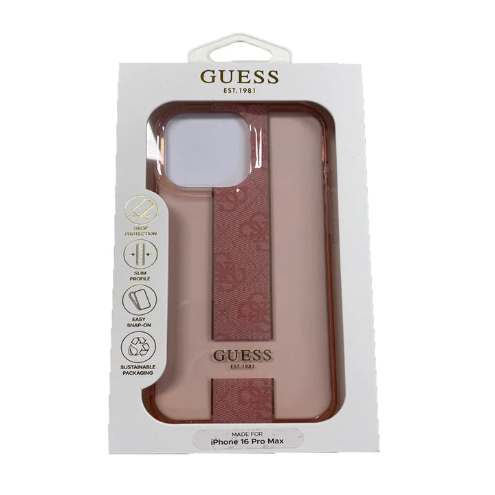Guess iPhone 16 Pro Backcover hoesje IML 4G Stripe - Roze-Hoesjes-Ilumina Benelux