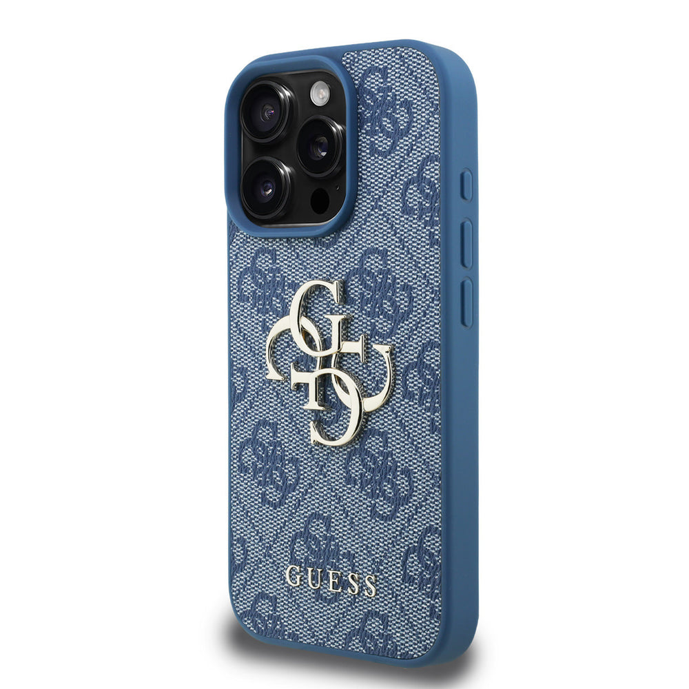 Guess iPhone 16 Pro Backcover hoesje - MagSafe - 4G Classic Logo With Strap - Blauw-Hoesjes-Ilumina Benelux