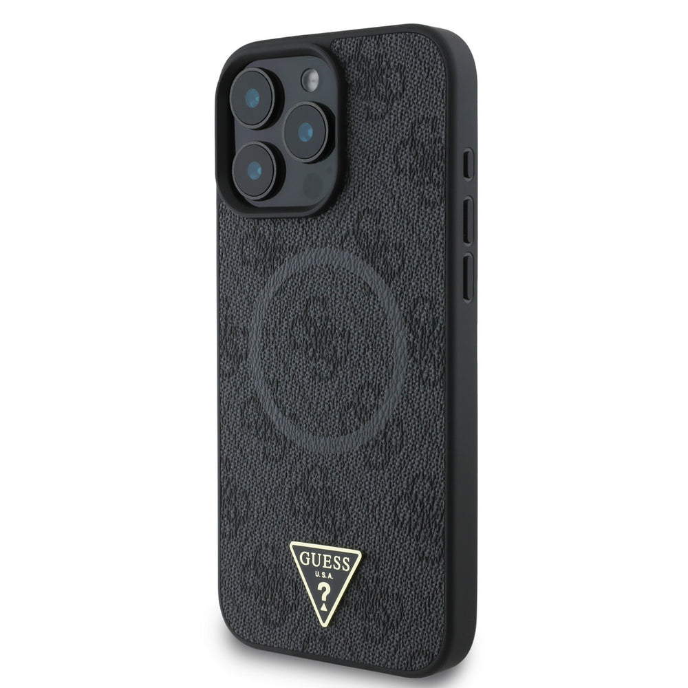 Guess iPhone 16 Pro Backcover hoesje - MagSafe - 4G Triangle Logo - Zwart-Hoesjes-Ilumina Benelux