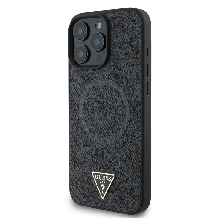 Guess iPhone 16 Pro Backcover hoesje - MagSafe - 4G Triangle Logo - Zwart-Hoesjes-Ilumina Benelux