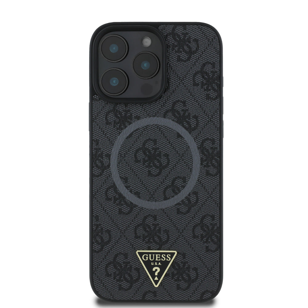 Guess iPhone 16 Pro Backcover hoesje - MagSafe - 4G Triangle Logo - Zwart-Hoesjes-Ilumina Benelux