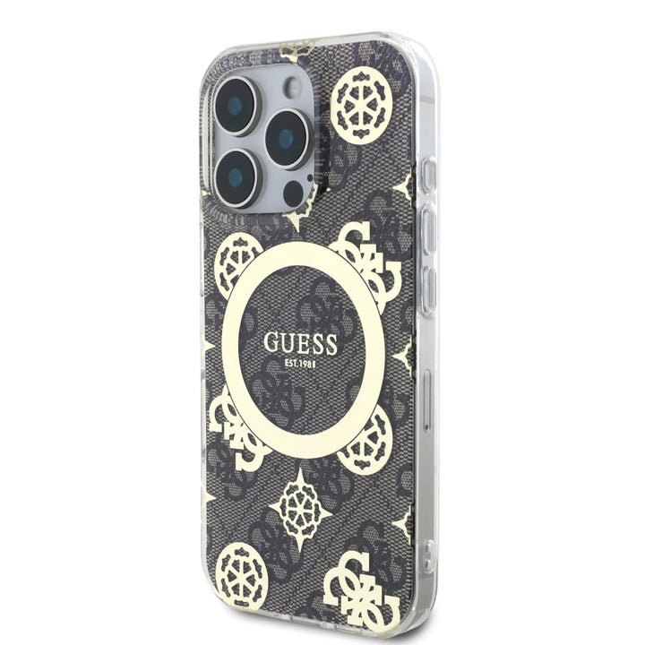 Guess iPhone 16 Pro Backcover hoesje - Magsafe IML - 4G Peony - Bruin-Hoesjes-Ilumina Benelux
