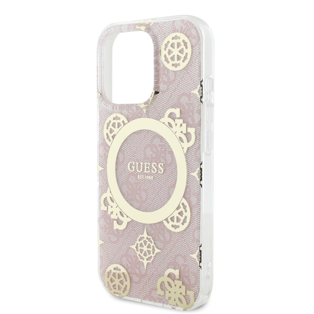 Guess iPhone 16 Pro Backcover hoesje - Magsafe IML - 4G Peony - Roze-Hoesjes-Ilumina Benelux