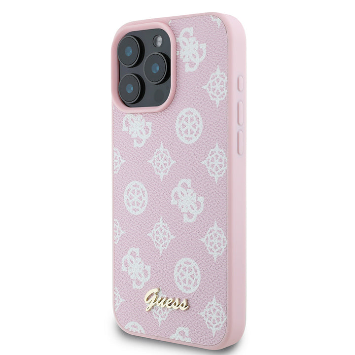 Guess iPhone 16 Pro Backcover hoesje Magsafe PU peony - Roze-Hoesjes-Ilumina Benelux