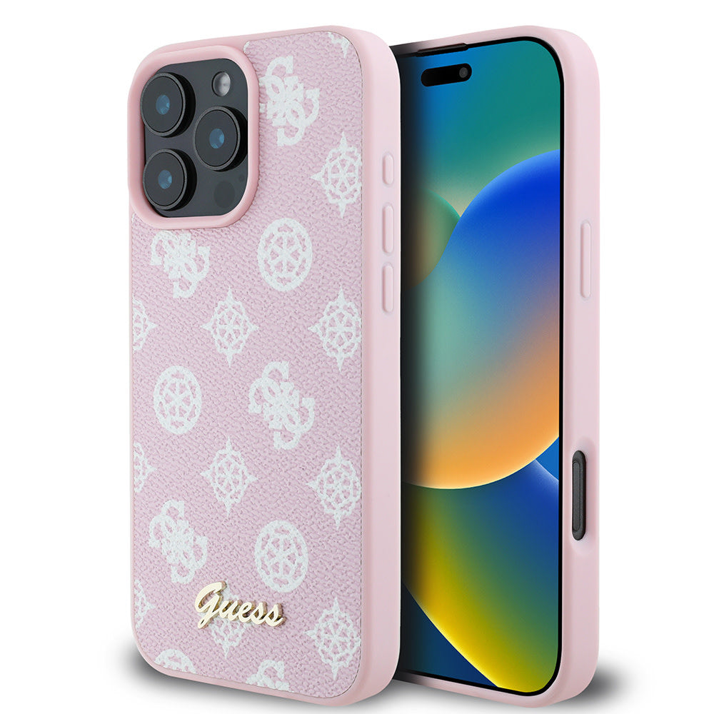 Guess iPhone 16 Pro Backcover hoesje Magsafe PU peony - Roze-Hoesjes-Ilumina Benelux
