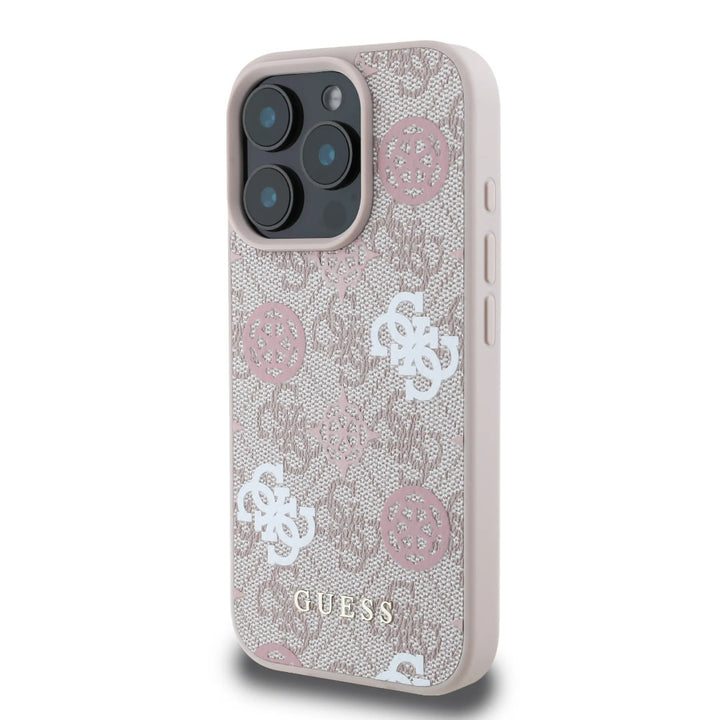 Guess iPhone 16 Pro Backcover hoesje - PU Leather - 4G Peony - Roze-Hoesjes-Ilumina Benelux