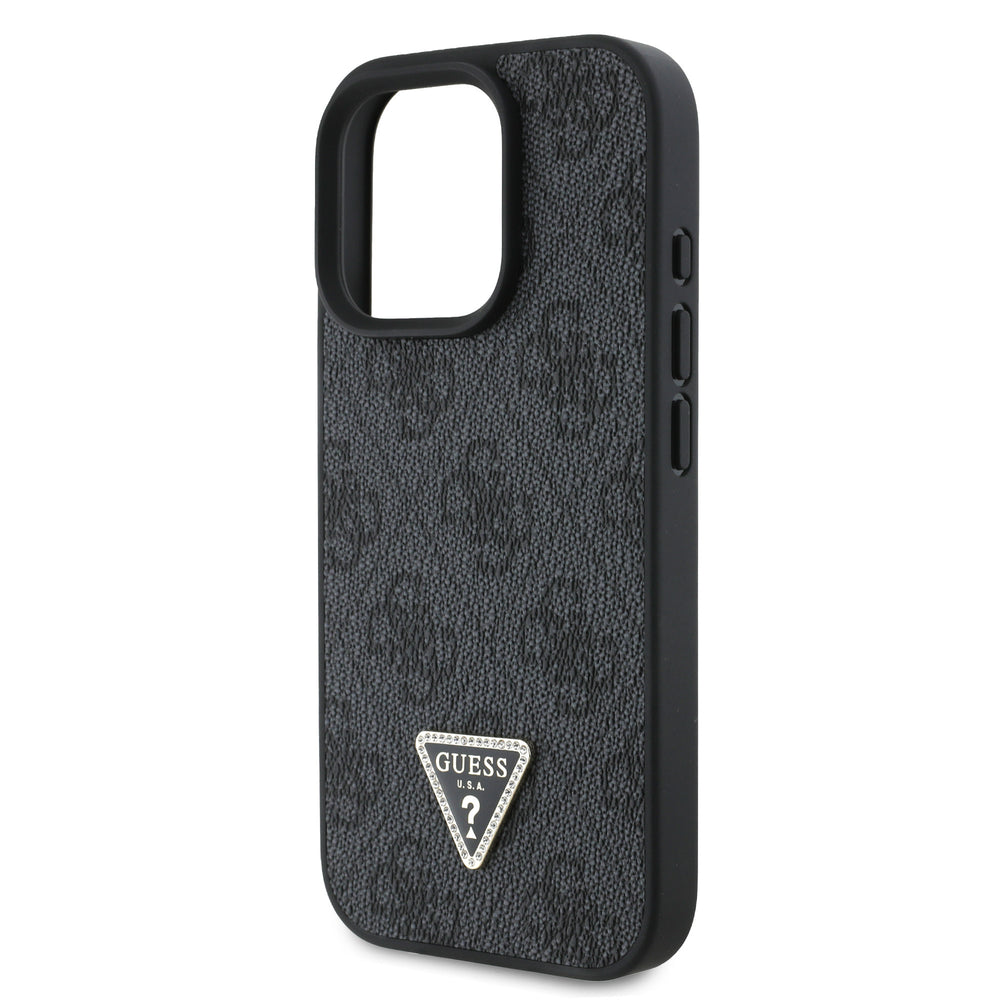 Guess iPhone 16 Pro Backcover hoesje PU Leather Metal Logo Crossbody - Zwart-Hoesjes-Ilumina Benelux