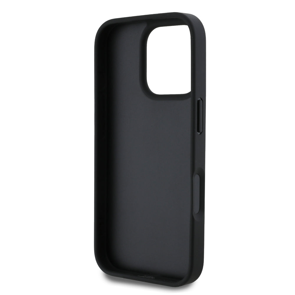 Guess iPhone 16 Pro Backcover hoesje PU Leather Metal Logo Crossbody - Zwart-Hoesjes-Ilumina Benelux