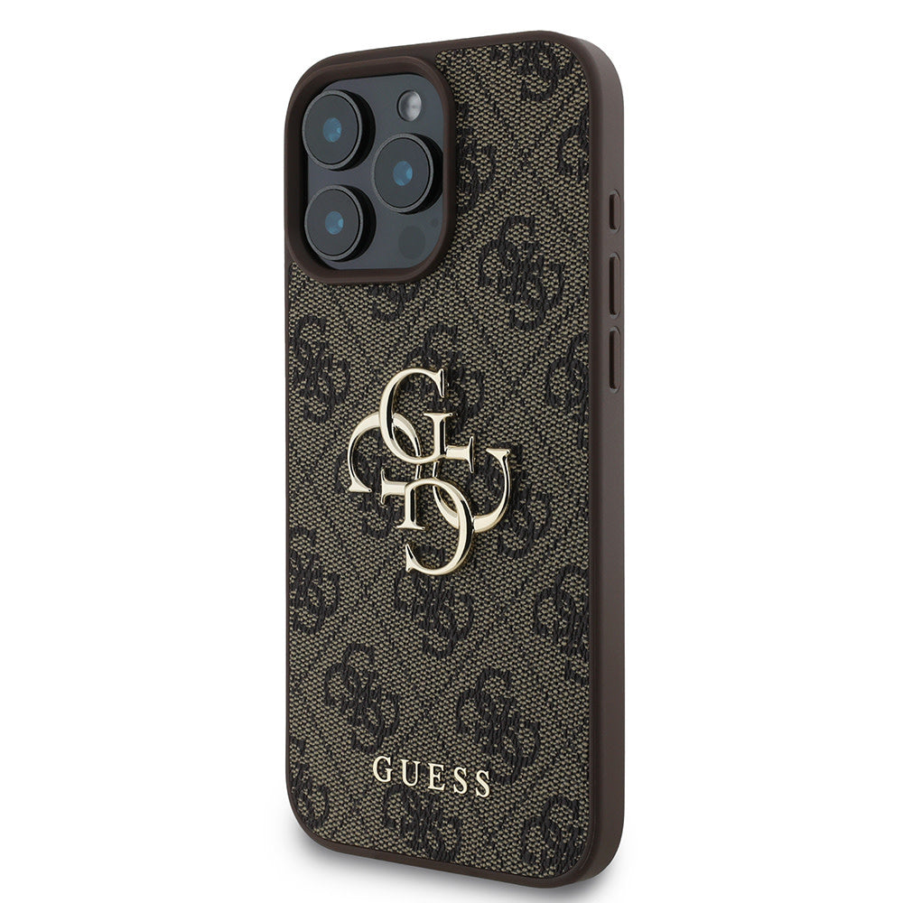 Guess iPhone 16 Pro Max Backcover hoesje - 4G - Big Metal Logo - Bruin-Hoesjes-Ilumina Benelux
