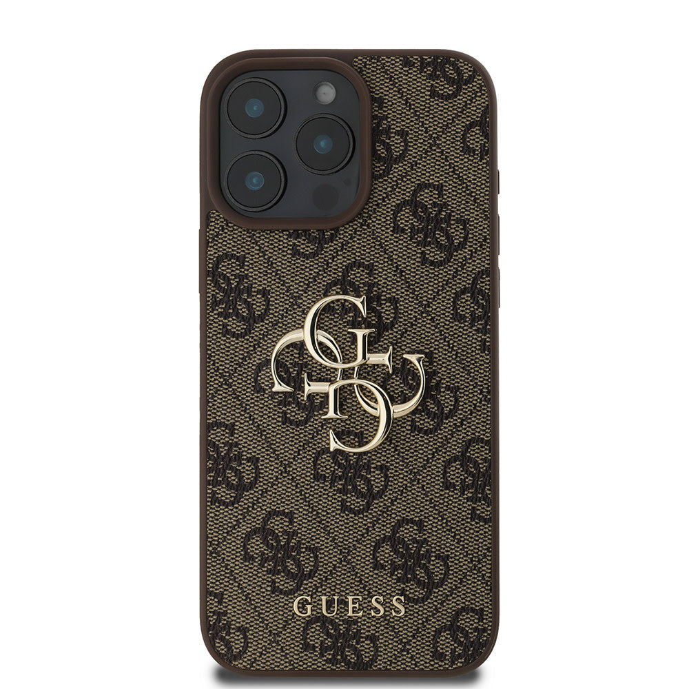 Guess iPhone 16 Pro Max Backcover hoesje - 4G - Big Metal Logo - Bruin-Hoesjes-Ilumina Benelux