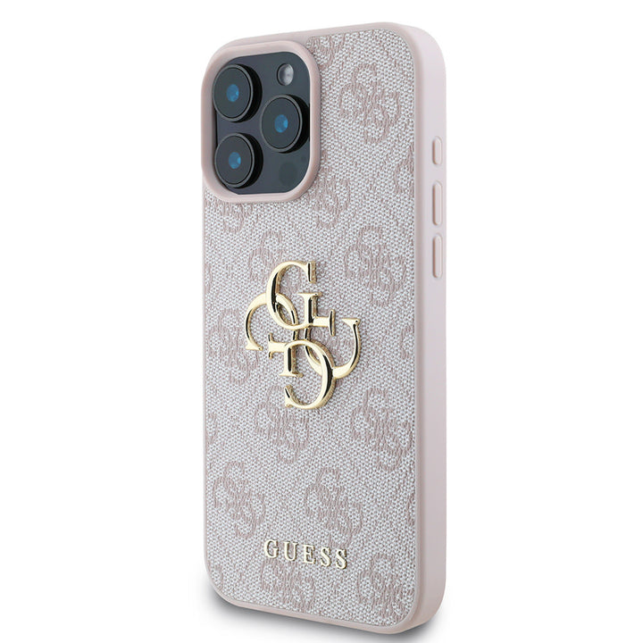 Guess iPhone 16 Pro Max Backcover hoesje - 4G - Big Metal Logo - Roze-Hoesjes-Ilumina Benelux