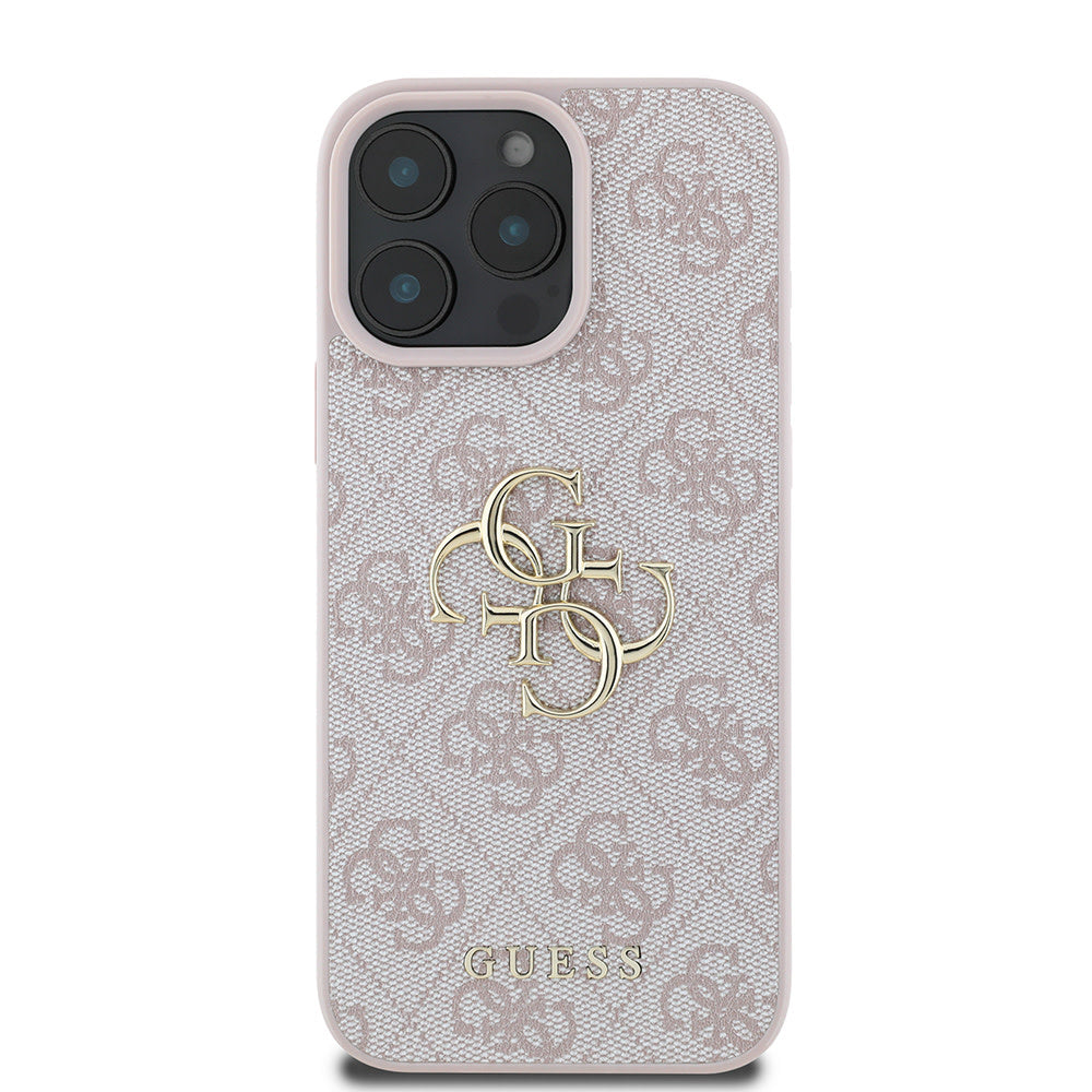 Guess iPhone 16 Pro Max Backcover hoesje - 4G - Big Metal Logo - Roze-Hoesjes-Ilumina Benelux