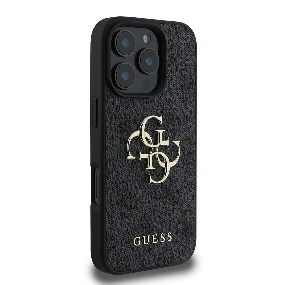 Guess iPhone 16 Pro Max Backcover hoesje - 4G - Big Metal Logo - Zwart-Hoesjes-Ilumina Benelux