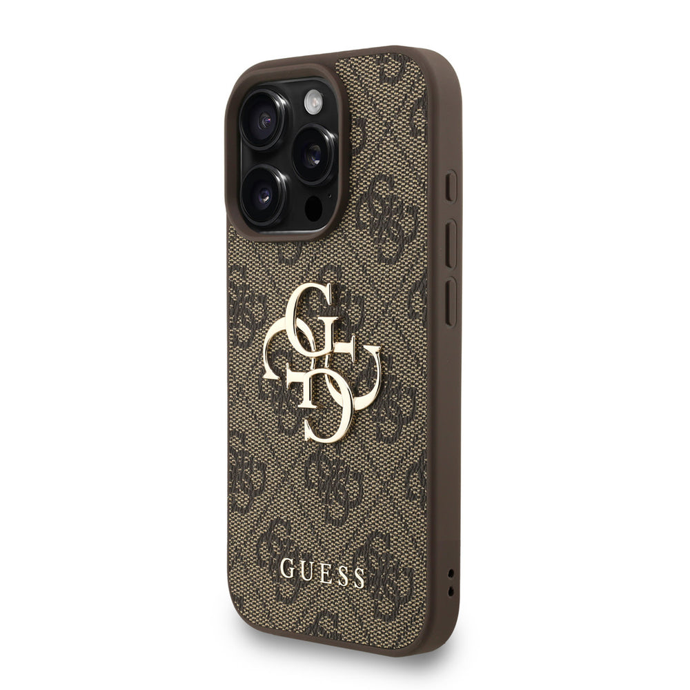 Guess iPhone 16 Pro Max Backcover hoesje - MagSafe - 4G Classic Logo With Strap - Bruin-Hoesjes-Ilumina Benelux