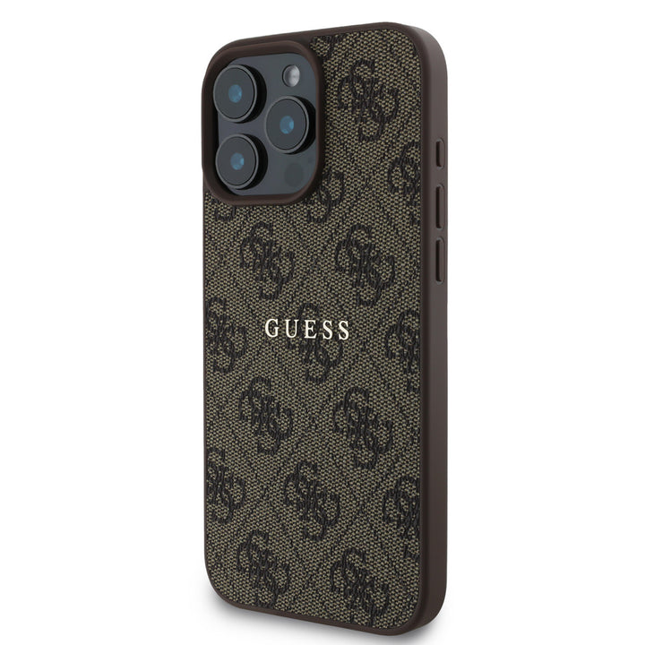 Guess iPhone 16 Pro Max Backcover hoesje - MagSafe - 4G Classic Metal Logo - Bruin-Hoesjes-Ilumina Benelux