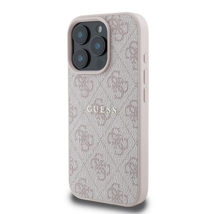 Guess iPhone 16 Pro Max Backcover hoesje - MagSafe - 4G Classic Metal Logo - Roze-Hoesjes-Ilumina Benelux