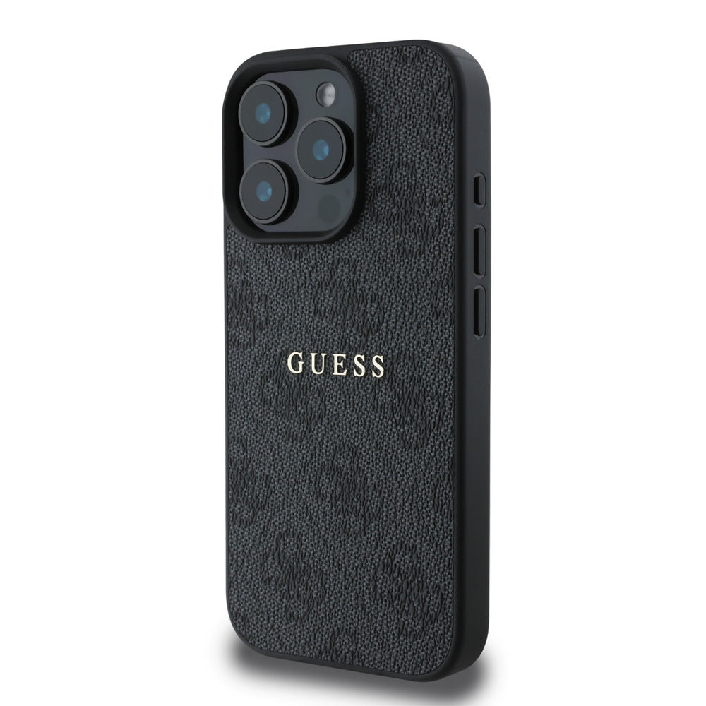 Guess iPhone 16 Pro Max Backcover hoesje - MagSafe - 4G Classic Metal Logo - Zwart-Hoesjes-Ilumina Benelux