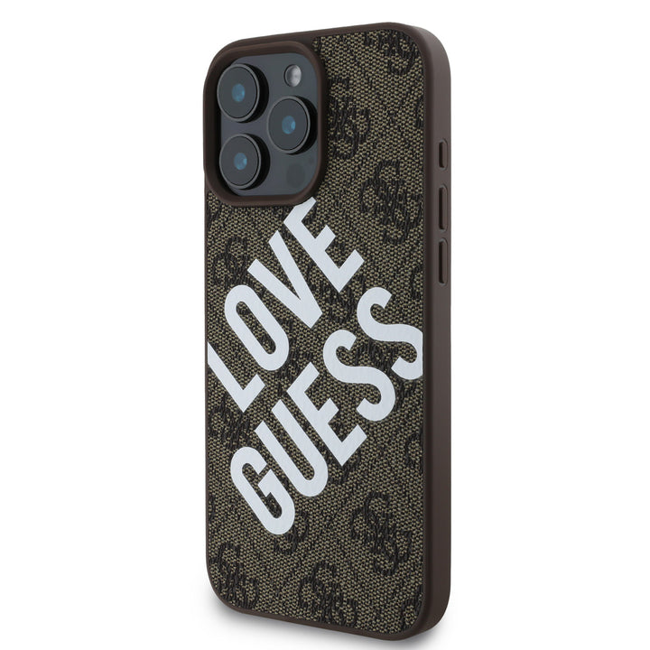Guess iPhone 16 Pro Max Backcover hoesje - Magsafe 4G - LOVE GUESS - Bruin-Hoesjes-Ilumina Benelux