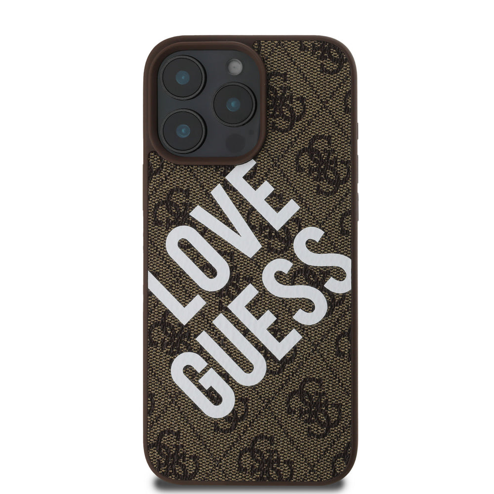 Guess iPhone 16 Pro Max Backcover hoesje - Magsafe 4G - LOVE GUESS - Bruin-Hoesjes-Ilumina Benelux