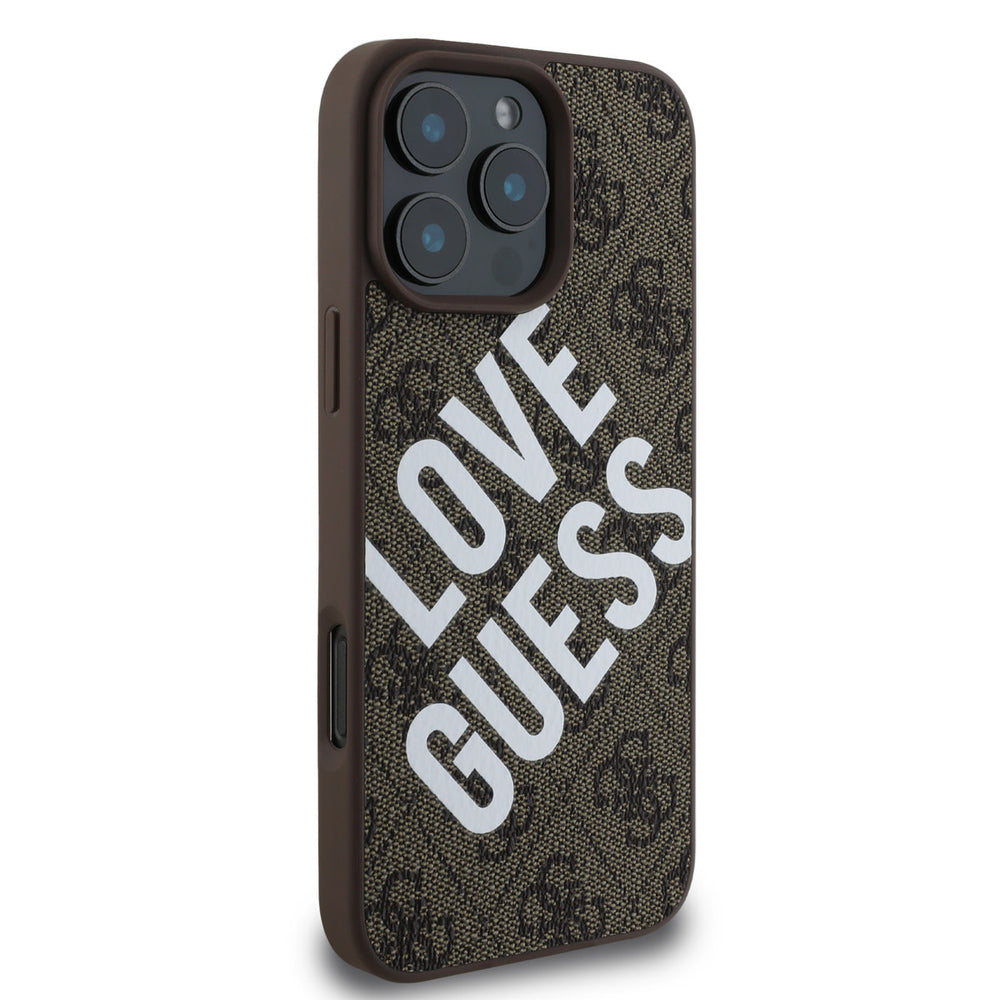 Guess iPhone 16 Pro Max Backcover hoesje - Magsafe 4G - LOVE GUESS - Bruin-Hoesjes-Ilumina Benelux
