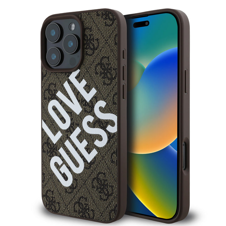 Guess iPhone 16 Pro Max Backcover hoesje - Magsafe 4G - LOVE GUESS - Bruin-Hoesjes-Ilumina Benelux