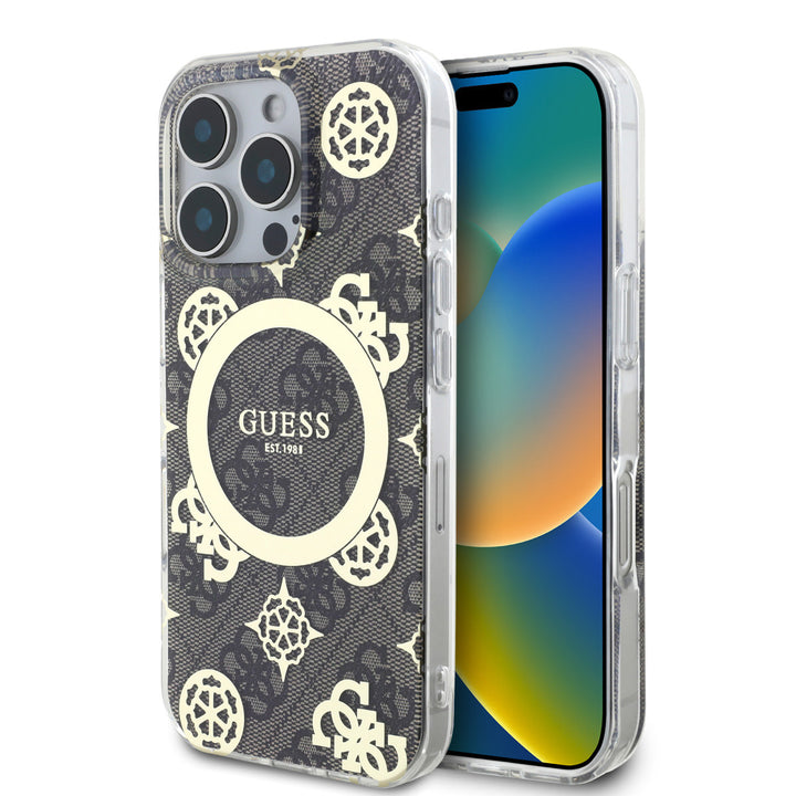 Guess iPhone 16 Pro Max Backcover hoesje - Magsafe IML - 4G Peony - Bruin-Hoesjes-Ilumina Benelux